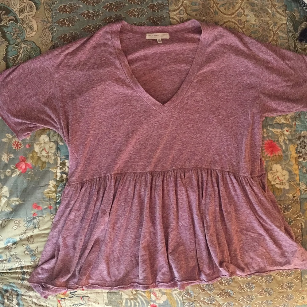 Truly Madly Deeply V Neck Peplum Tee